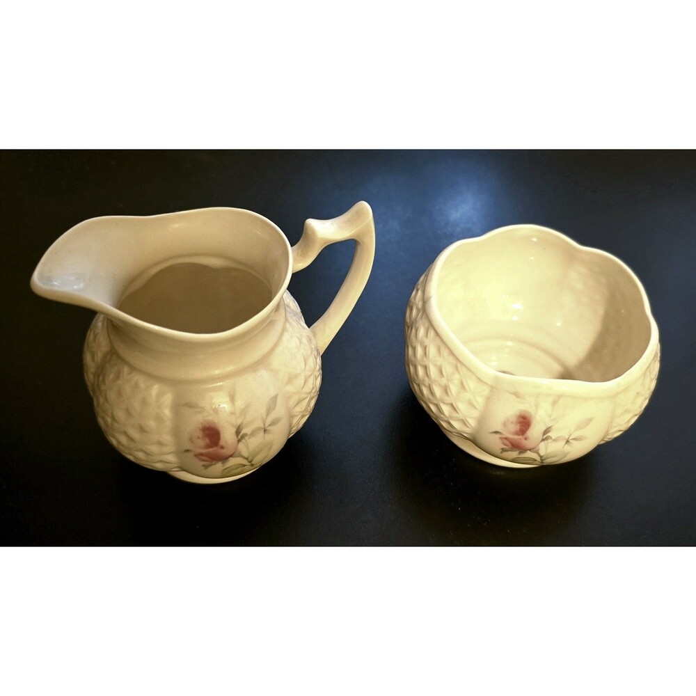STAMPED Donegal Parian Creamer and Sugar (Irish) Porcelain Floral 7001 Rose Set